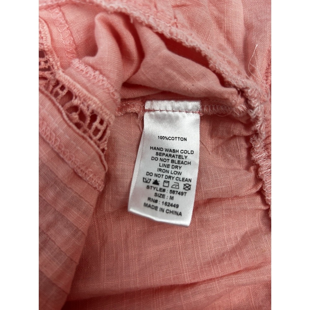Peach Cropped Ruffled Milk And Honey Embroidered Women's Top Sz Medium - Picture 6 of 6